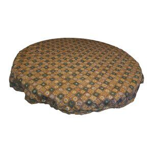 Round Tablecloth Geometric and Floral Patterns Mustard, Green, Blue, White